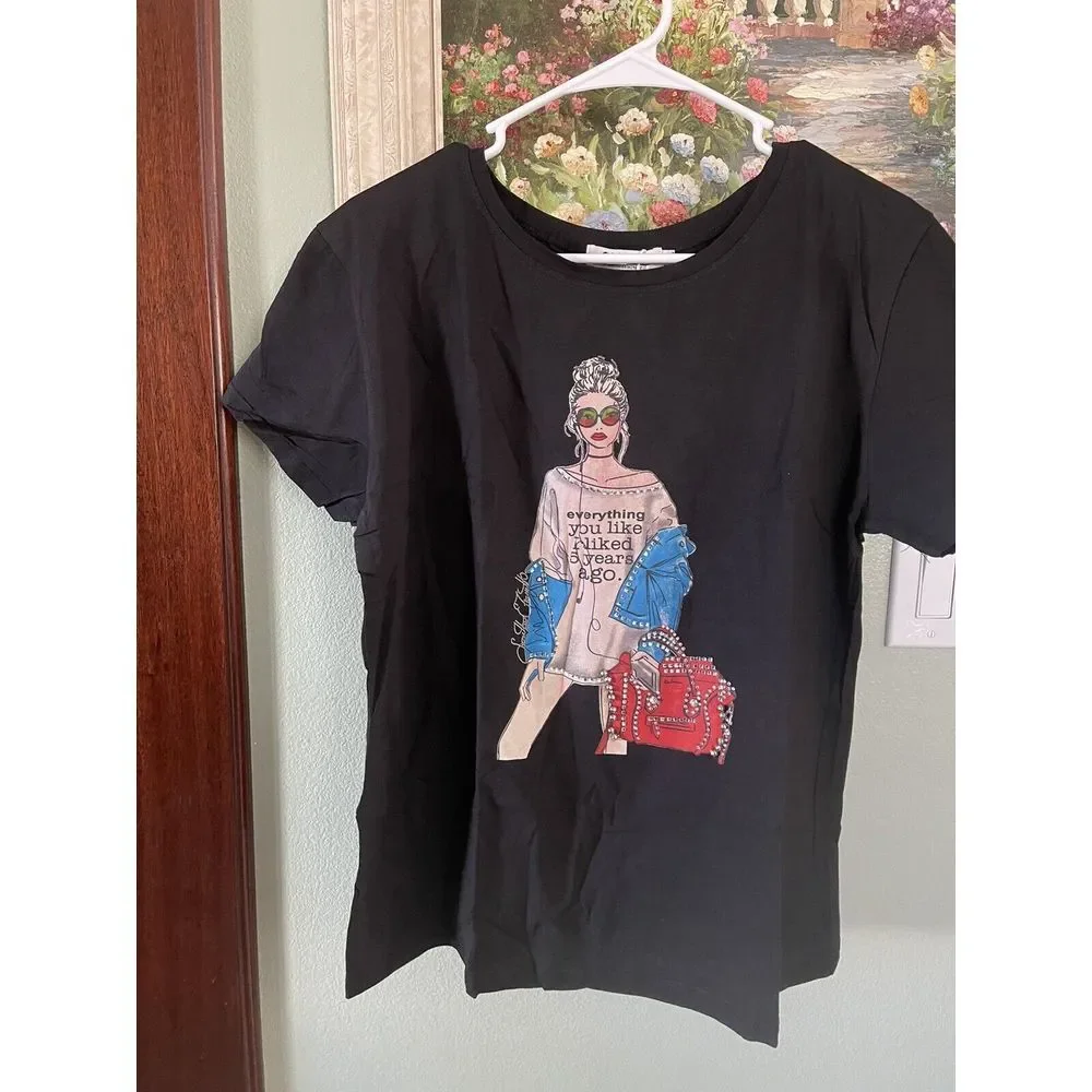 Women's Fashion Black Cotton Shirt size 3XL ~ New - Picture 2 of 9